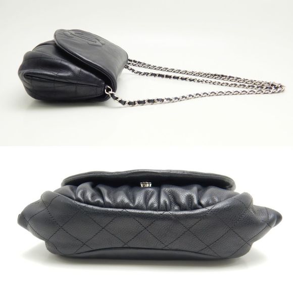 Chanel Half Moon Chain Wallet Caviar Skin Black Matelasse - Picture 3 of 6